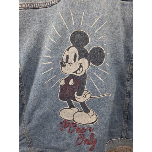 Disney Parks‎ Mickey Mouse Denim Jean Jacket THE ONE AND ONLY XXL - Picture 4 of 10